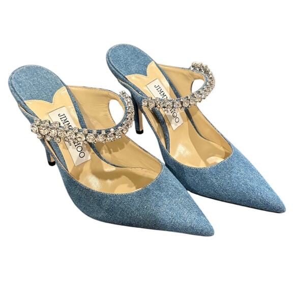 Jimmy Choo Bing Denim Embellished Pump Heels Gala Party Guest Formal Statement 5 - Picture 4 of 13
